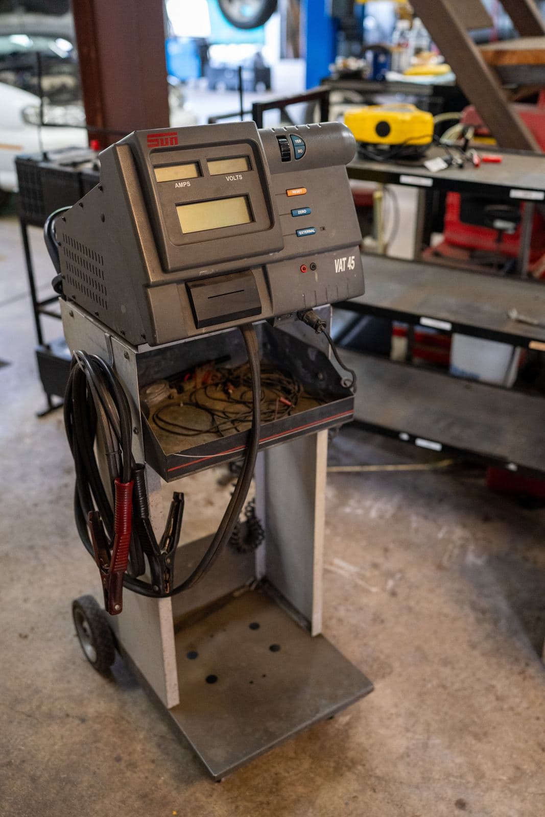 Battery charger and diagnostic equipment in the service bay